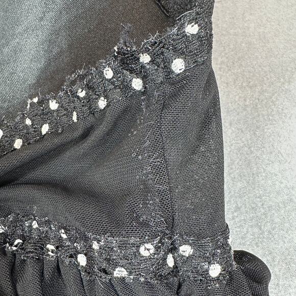 Unbranded Nightie Womens Medium Black Semi Sheer Ruffle Tier Layers V Neck - Picture 8 of 10